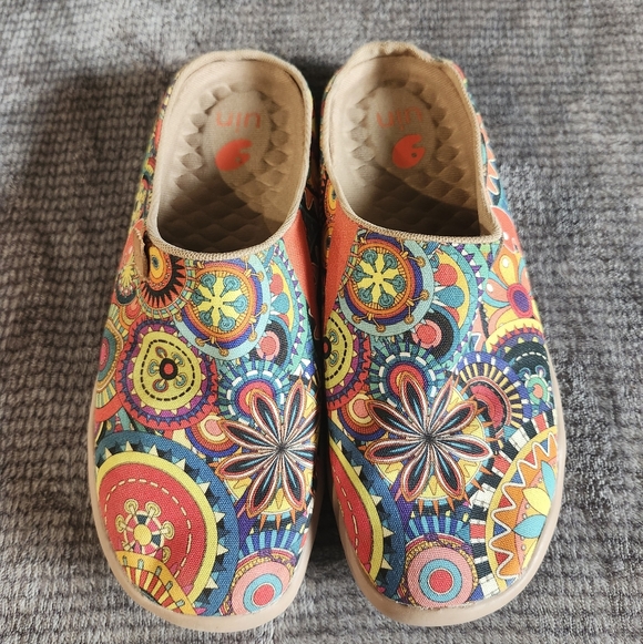 UIN Shoes - UIN Women's Blossom Malaga Women  Multi Sz 7 Clog Slides Art Deco Cottage Core,